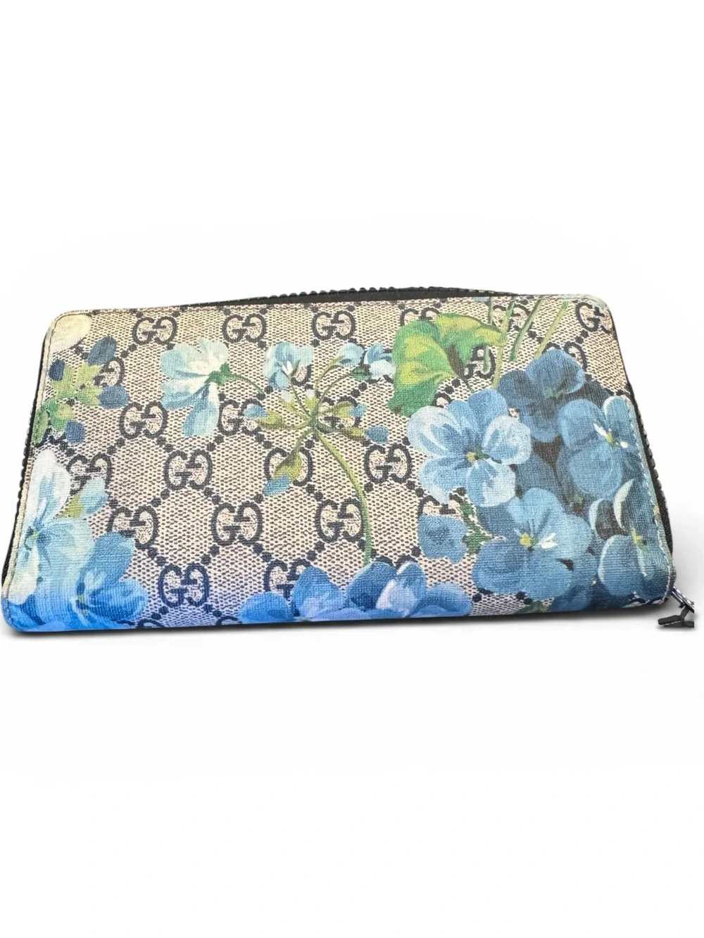 Gucci GG Blooms Zip Around Wallet Blue Floral Wallet w/ Gift Box Made in Italy - Picture 6 of 15